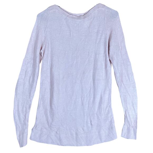 Ann Taylor Factory Womens Sweater Pink Ribbed Long Sleeve Knit Medium - Picture 1 of 12